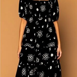 Dressed in LALA Black Dress with White Symbols